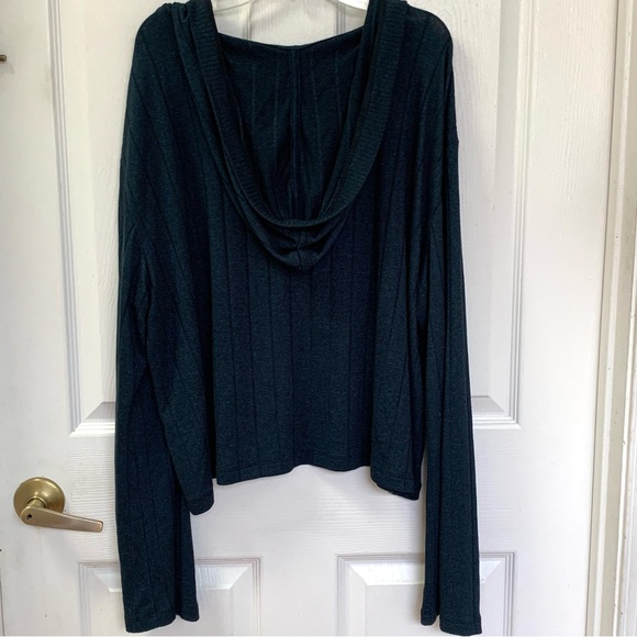 ATHLETA Harmony Pose Cropped Hoodie Sweatshirt Dark Sardinia Blue Heather XL - Picture 5 of 6